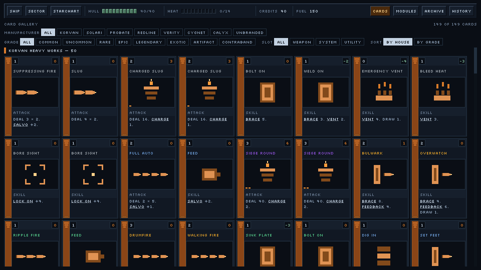 The card gallery, filtered by manufacturer and grade